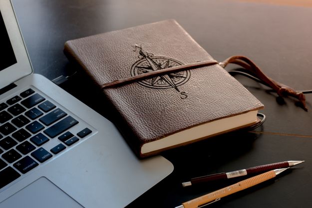 Brown leather notebook