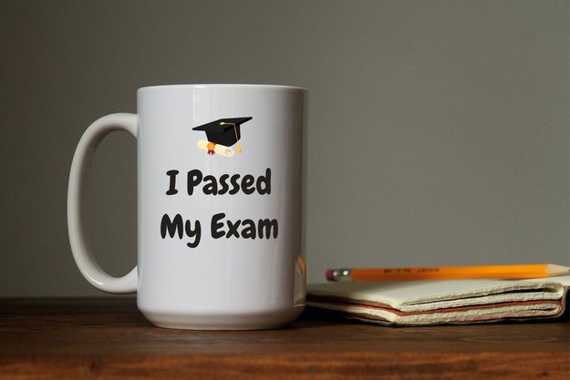 'I passed my exam' mug