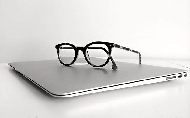 glasses on a laptop