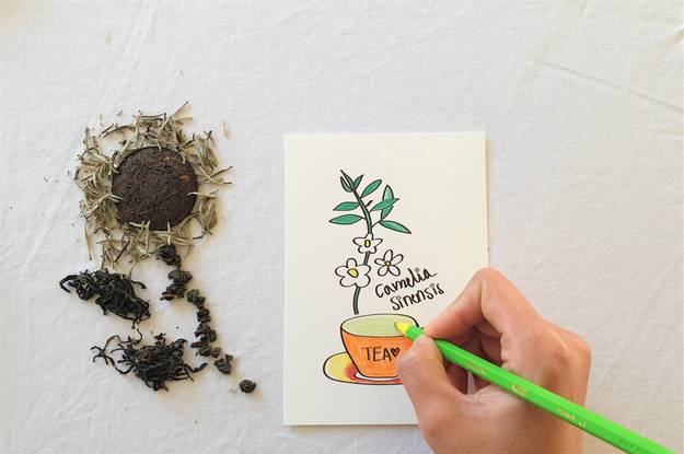 creative card with tea flower