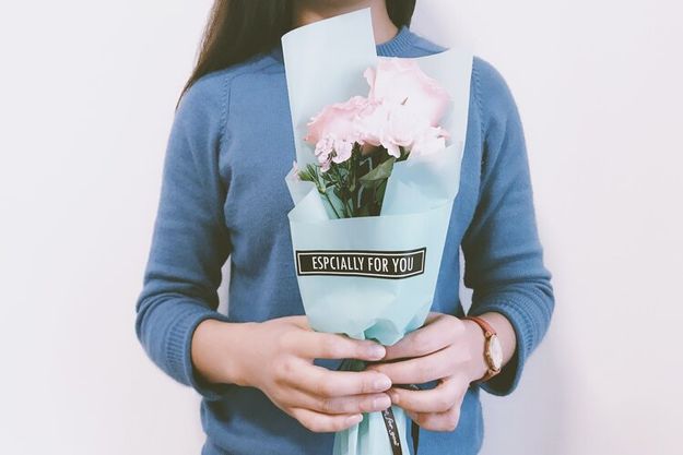 Woman holding flowers