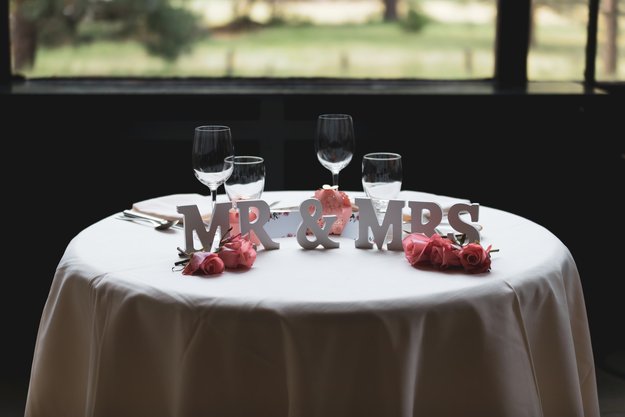 Mr & Mrs freestanding letter on table