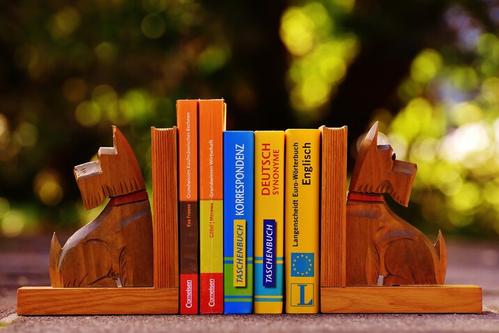 wooden bookends with dogs