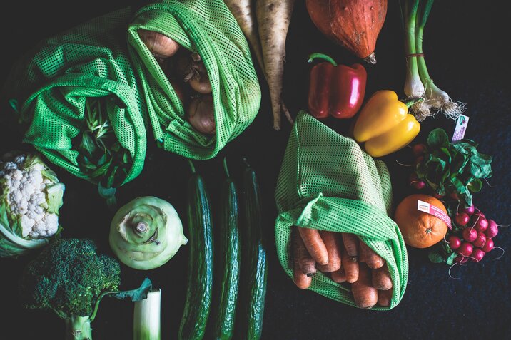 Small eco bags with vegetables