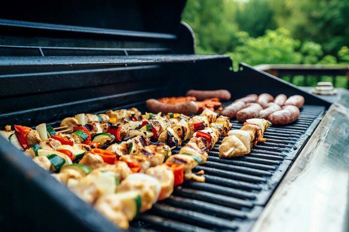 grill with meat and sausages 