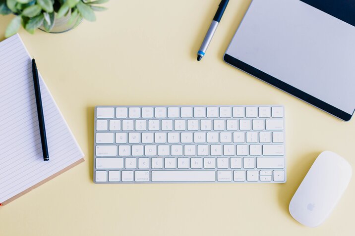 stylish keyboard and mouse on the desk